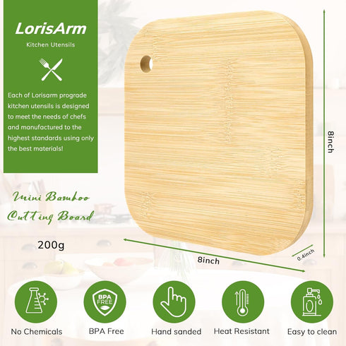 Small Bamboo Wood Cutting Board 8"Mini Lightweight Wooden chopping boards for Fruit, Vegetable, Camping Trip. by LorisArm