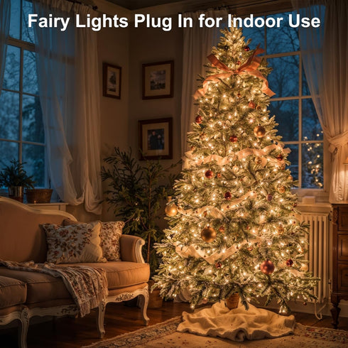33 100LEDs 8 FT Christmas Lights Plug in,Outdoor Indoor Connectable Fairy Lights with Timer and Modes,Christmas Tree