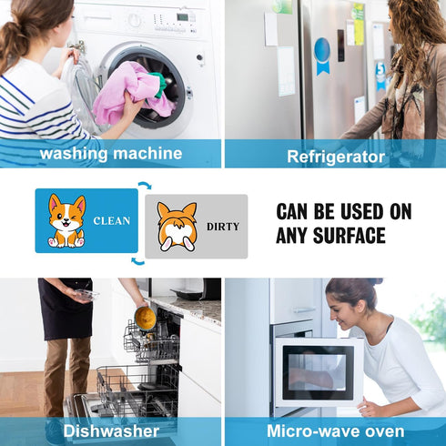 Cute Cartoon Animal Clean Dirty Dishwasher Magnet, Double Sided Kitchen Reversible Sign, Apartment Accessories Magnet