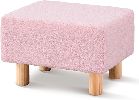 Wimarsbon Ottoman,Modern Footrest with Soft Padded Seat,Teddy Velvet Foot Stool with Wood