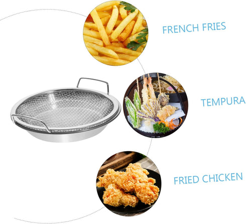 1 Set Mesh Drain Pan Oil Draining Net Egg Steamer Rack Stovetop Barbecue Grill Fried Food Serving Tray Roasting Pans for Ovens Stainless Steel Food Tray Metal Plate Drain Oil by SHOWERORO