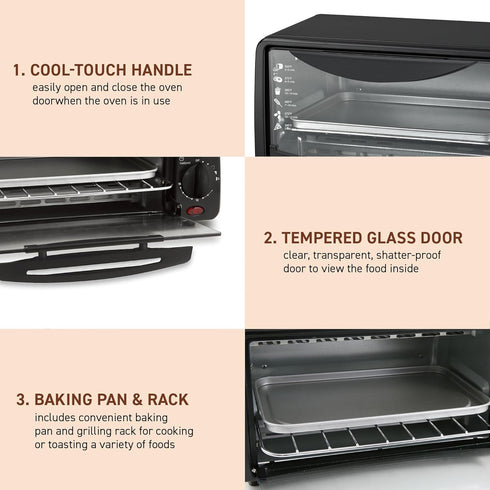 Elite Gourmet ETO236 Personal 2 Slice Toaster Oven: Includes Pan, Wire Rack, 15 Minute Timer, Black
