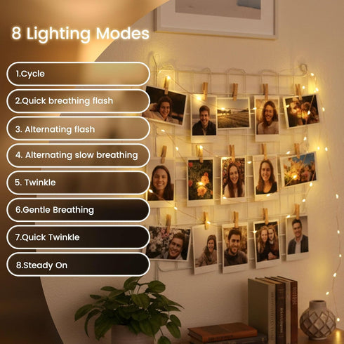 2 Pack 8 (32FT DomeStar Fairy Lights Battery Operate, Rechargeable Lights with Timer, Waterproof Modes for Bedroom