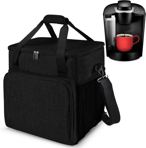 BAGLHER Waterproof Coffee Maker Storage Bag, Travel Carrying Organizer Case for Kering Coffee Machines, Black