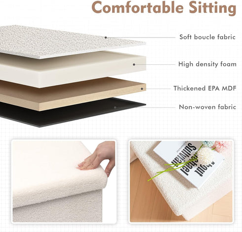 12.6"x12.6"x12.6" B FSOBEIIALEO Small Storage Ottoman Cube Sherpa Ottomans Foot Rest, Foldable Boucle Ottoman, Faux