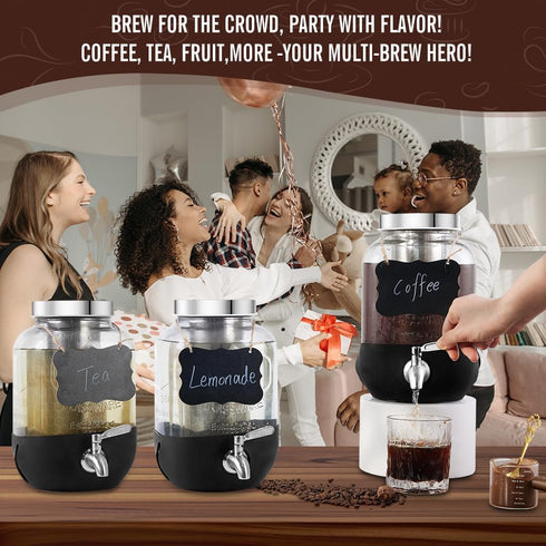 dailybrew 1 Cold Brew Coffee Maker, Gallon Iced Coffee Maker With Stainless Steel Filter, Heavy Duty Glass Cold Brew