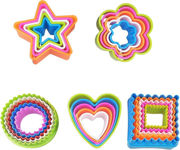 25 PCS Cookie Cutter Set, Multi-size Sandwich Fondant Cake Fruit Vegetable Shapes Cutter Set