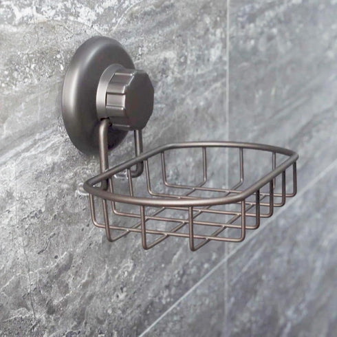 Super Powerful Vacuum Suction Cup Soap Dish - Strong Stainless Steel Sponge Holder for Bathroom & Kitchen (Bronze)