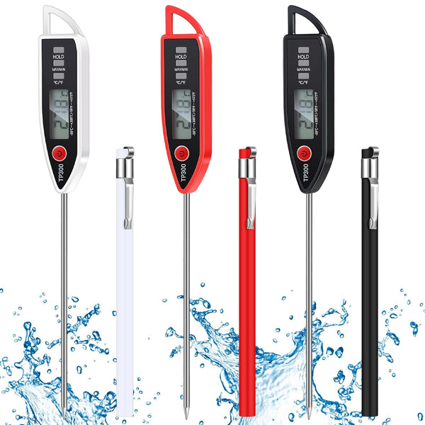 Waterproof Food Thermometer with Long Probe, Digital Instant Read Thermometer for Cooking, BBQ Grill, Candle