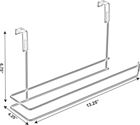 Basicwise Hanging Paper Towel Holder Over-The-Cabinet Door Organizer Rack Space-Saving Kitchen and Under-Sink Storage