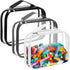 Sanwuta 3 Packs Toy Storage Bags with Zipper, Clear PVC Organizing Bags for Board Games and Kids Books (Black, White,