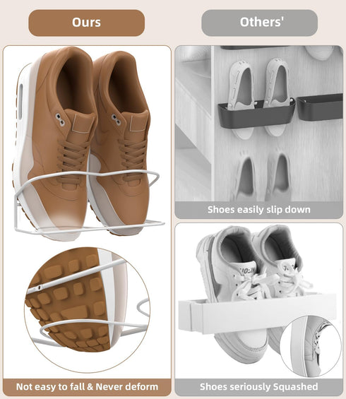6 Pack, Wall Mounted Shoe Rack with Sticky Hanging Strips, Metal Wall Shoe Storage, Hanging Shoe Organizer