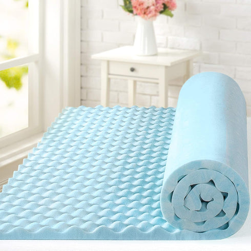 ZINUS 1.5 Inch Swirl Gel Cooling Memory Foam Mattress Topper, CertiPUR-US Certified, Full Size, Light Blue