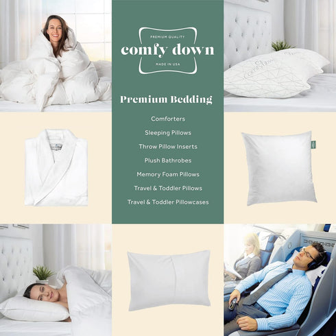 ComfyDown Decorative Throw Pillow Insert, Down and Feather Fill, 100% Cotton Cover, 12 X 16, Made in USA