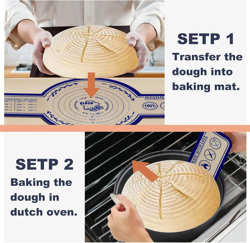 Large Silicone Bread Sling for Dutch Oven, 2 Pcs, 10 Inch Sourdough Baking Mat, Heat-resistant Bread Baking Supplies