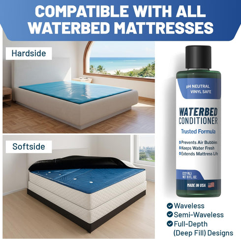 Escentile 2X 8 OZ Concentrated Waterbed Conditioner Made in USA pH Neutral & Vinyl Safe Formula Keeps Water Fresh