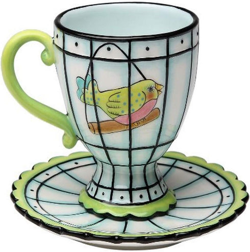Flights of Fancy Bird Cup/Saucer Set, 3-1/2-Inch