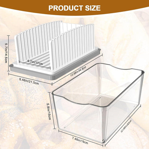 Upgrade Bread Slicer with Bread Box - Adjustable Width Cutting Guide, Foldable and Compact with Crumb Tray