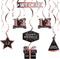 LINGTEER Happy 12th Birthday Decorations - 12 Pcs Black & Rose Gold Swirls Streamer Set for Twelve Years Old Bday