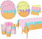 Bzhouyy 121pcs Summer Ice Cream Party Supplies Kit, Includes Ice Cream Themed Plates