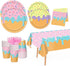 Bzhouyy 121pcs Summer Ice Cream Party Supplies Kit, Includes Ice Cream Themed Plates