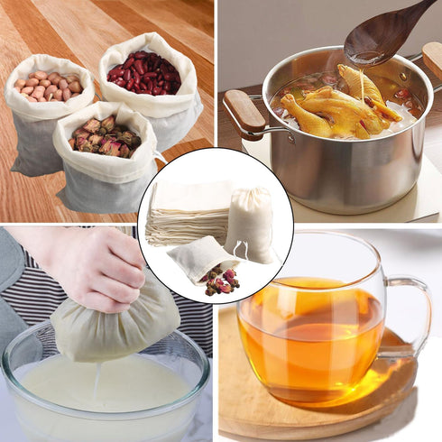Eketirry 20pcs Coffee(4 x6Inch) Spice Bags, Reusable Empty Tea Bags, Muslin Strainer Bags, Soup Bags for Cooking
