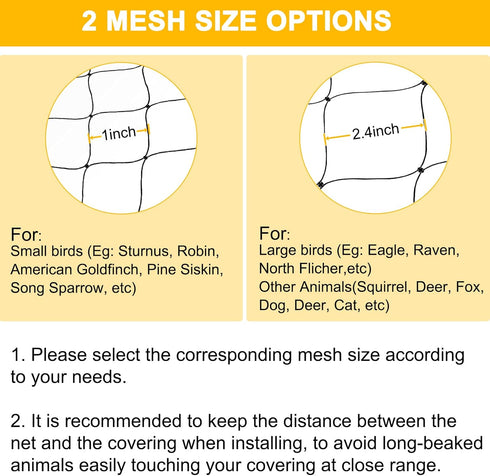 25'x50' 1" Bird Net with Mesh Nylon Bird Netting for Garden, Poultry Netting Heavy Duty Aviary Netting Chicken Coop