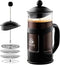 OVENTE French Press Coffee Maker, 12 Ounce with Heat Resistant Borosilicate Glass & Stainless Steel Filtration, Black