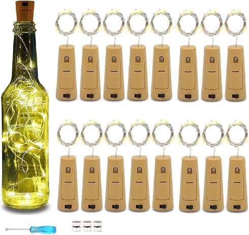 VOOKRY Wine Bottle Lights with Cork, 16 Pack 20LED Fairy Lights Battery