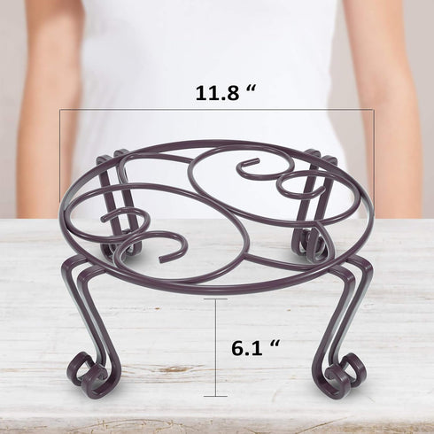 11.8x6 Inches Yimobra Tall Plant Stand Outdoor, Metal Planter Stands for Indoor Plants, Heavy Duty Pots Holder, Garden