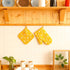 Oven Mitts and Potholders BBQ Gloves, 4-Piece Set Yellow, Non-Slip Cooking Gloves for Baking Grilling