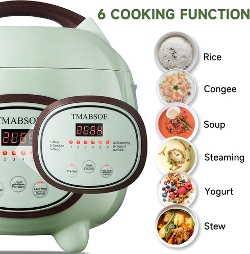 TMABSOE 6 6 modes,24-Hr Pot,1.6L 1-3 Rice Cooker Cup (Cooked), Small Rice Cooker with Cooking Delay Timer and Auto Keep