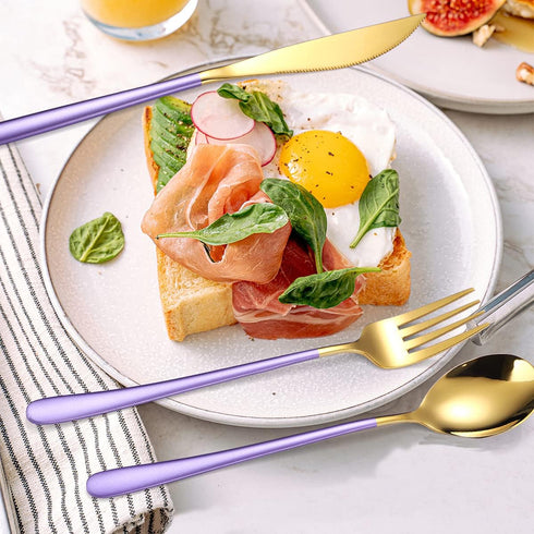 AARAINBOW 6 Pieces 18/8 Stainless Steel Flatware Set, Portable Reusable Travel Utensils Set Including Knife, Fork,