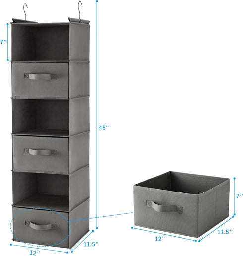 6 Closet Closet 2 (Grey-D3) MAX Houser Tier Shelf Hanging Organizer, Hanging Shelf with Sturdy Hooks for Storage