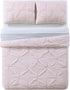 My World Pleated Solid Duvet Sets, Blush and Silver Grey, 2-Piece Twin XL Duvet Set, Polyester, OEKO-TEX Certified