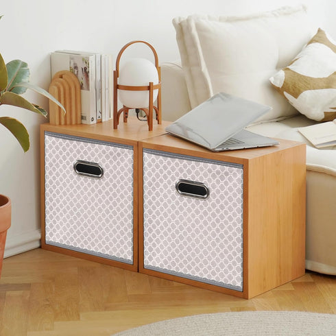 Fabric Storage Bins Cubes, Foldable Organizer with Handle, 11x11x11 Light Grey Cube Bins for Cloth Storage (Set of 3)