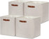 DULLEMELO Storage Bins, 4 Pack of 13x13x13 Decorative Cube Bins with Leather Handle (Beige)