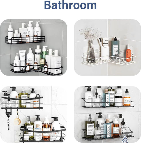 YOLOPLUS+ 8 Pack Shower Caddy Adhesive Hooks, Strong Sticker Hooks for Bathroom Shower Caddy Accessories