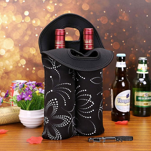 Hipiwe 2-Bottle (2PCS Wine Bottle Tote Insulated Neoprene Wine Cooler Bag Champagne Water Beer Drinks Bottle Protective