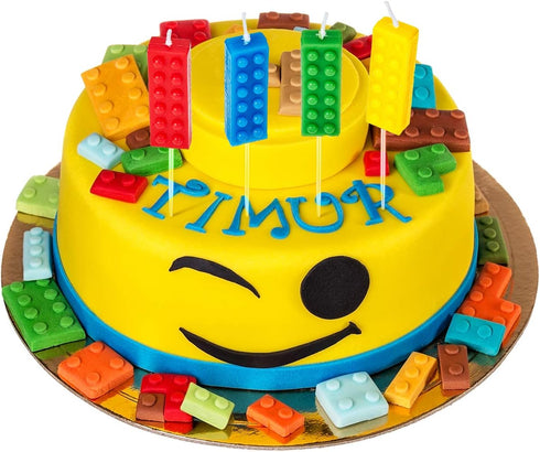 BBTO 16 Pcs Building Block Candles, Brick Birthday Cake Topper Sparkler Novelty Decor for Construction Party
