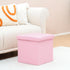 15"x15"x15" B FSOBEIIALEO Storage Ottoman, Faux Leather Footrest Seat, Ottoman with Storage Cube, Storage Box (Pink