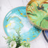 13" Round Green Marbling Decorative Tray with Handles, Morden Plastic Serving Tray for Coffee Table Bathroom, Ottoman