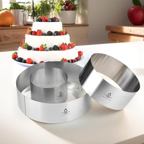 Hilstita 3Pcs Cake Molds for Baking, Stainless Steel Mousse Cake Rings, Round Bakeware Tools