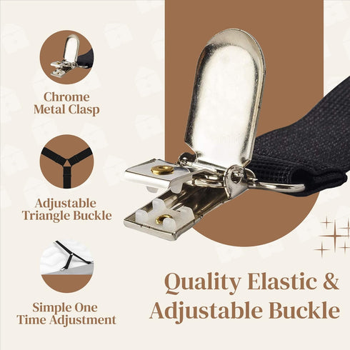 FeelAtHome Bed Sheet Holder Straps - Criss-Cross Suspenders Keep Fitted/Flat Sheets in Place for Twin Queen King