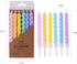 PHD CAKE 36-Count Rainbow Spiral Birthday Candles with Holders - Party Candles for Cake