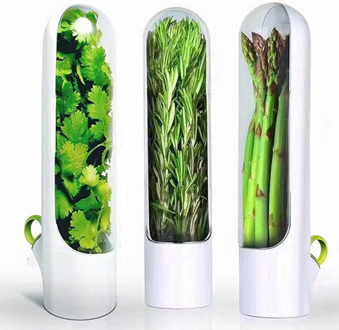 Herb Saver Storage Container, Herb Keeper for Cilantro, Mint, Parsley, Asparagus - Vegetable Preservation Bottle