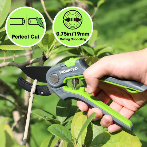 WORKPRO Anvil Pruning Shears, 8’’ Professional Hand Pruner with SK5 Steel Blades for Gardening