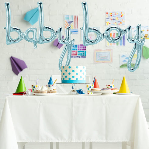 Tellpet Baby Boy Balloons, Blue Baby Boy Letter Balloon for Baby Shower Decorations