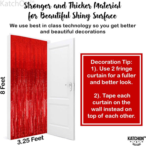 KatchOn XtraLarge Red Streamers - 3.2x8 Feet, Pack of 2 for Wedding and Birthday Decorations
