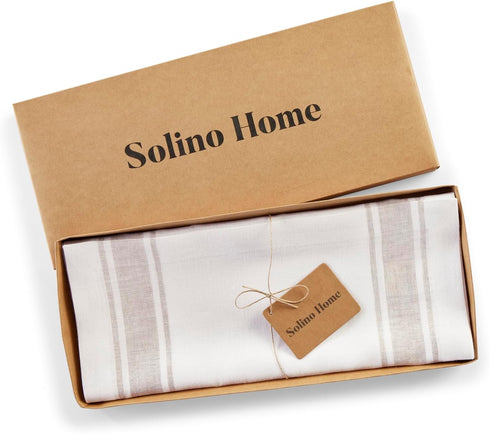 60 Inches 100% Country 14 60 Inch Summer, Solino Home Linen Striped Table Runner - Pure Linen White Stripe Small Table